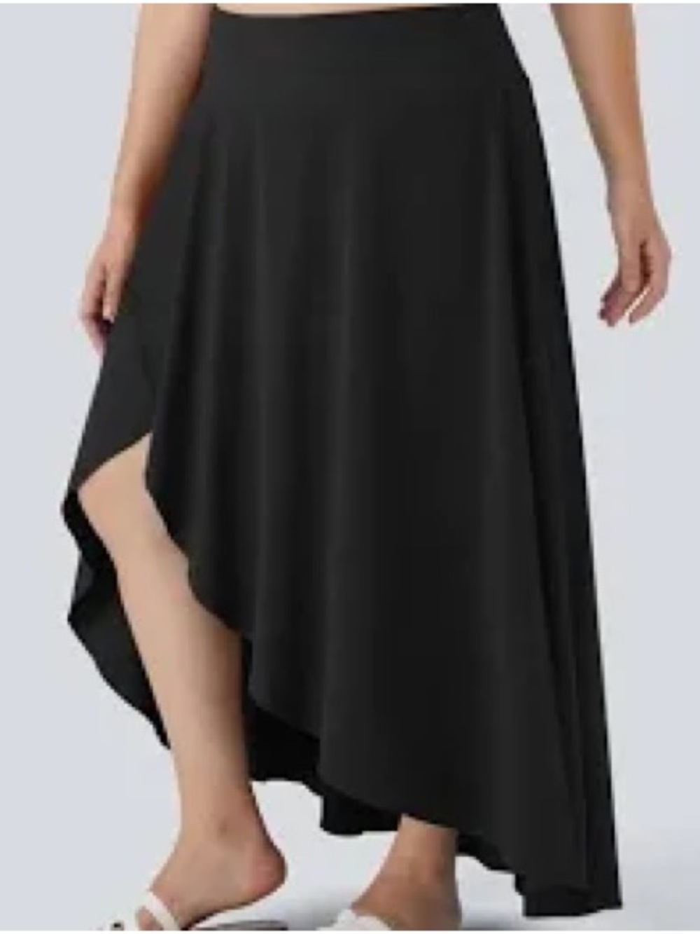 NEW Halara Breezeful High Waist High Low Ruffle 2-in-1 Flowy Skirt MEDIUM black